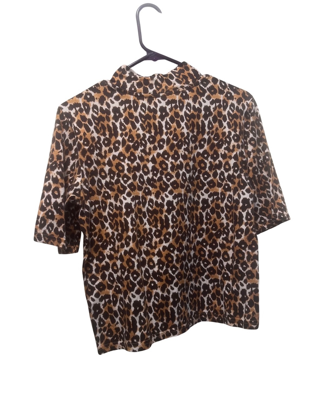 Anthropologie Brown Leopard Print Mock Neck Blouse (Bin 1-30)